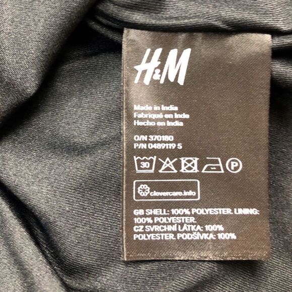 H&M Divided Black Floral 3/4 Sleeve Sheer Shift Dress Ruffle Edge Size 2 - Picture 6 of 7